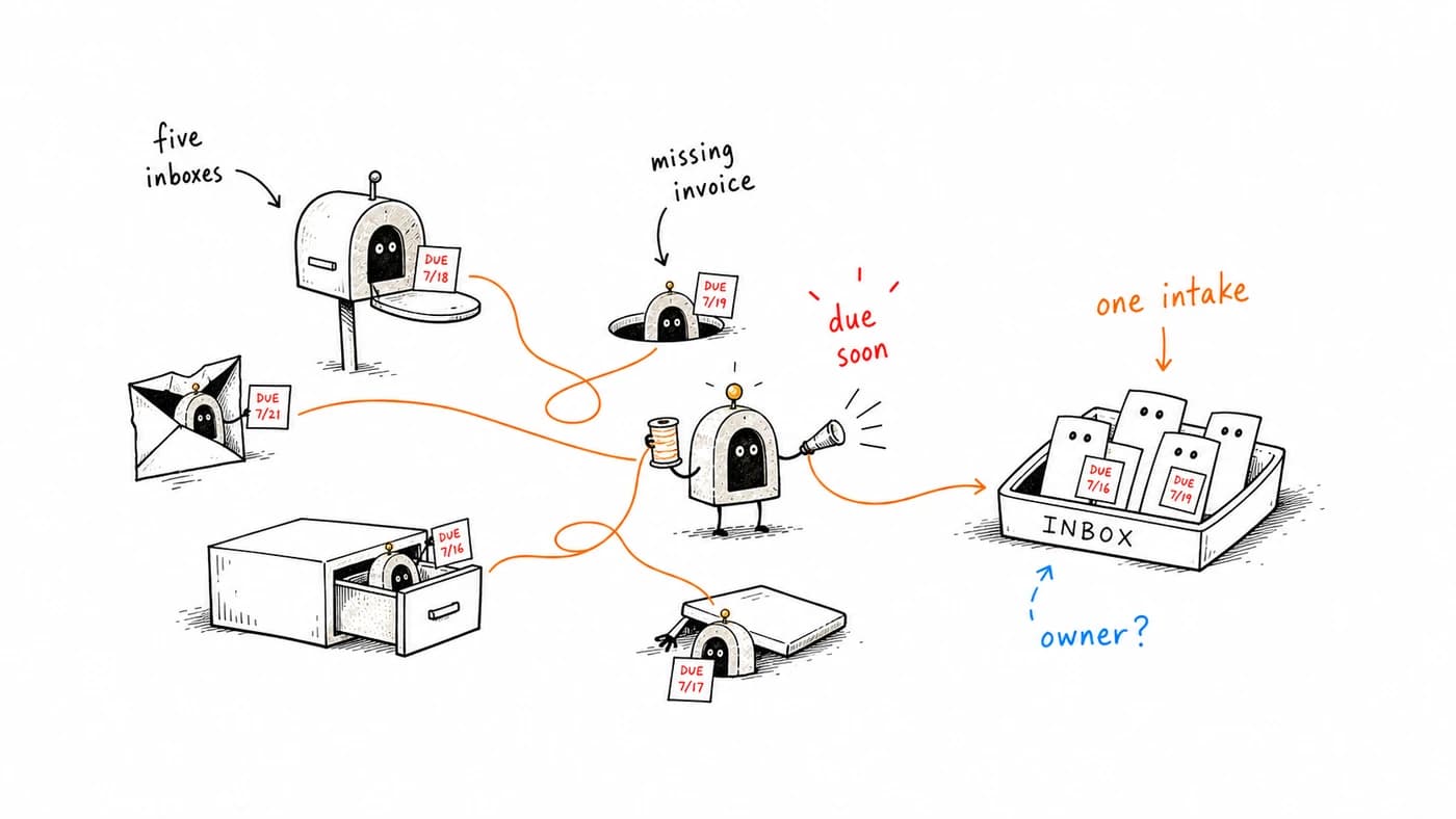 ArcBeacon gathering invoices from scattered inboxes into one accounts payable intake.