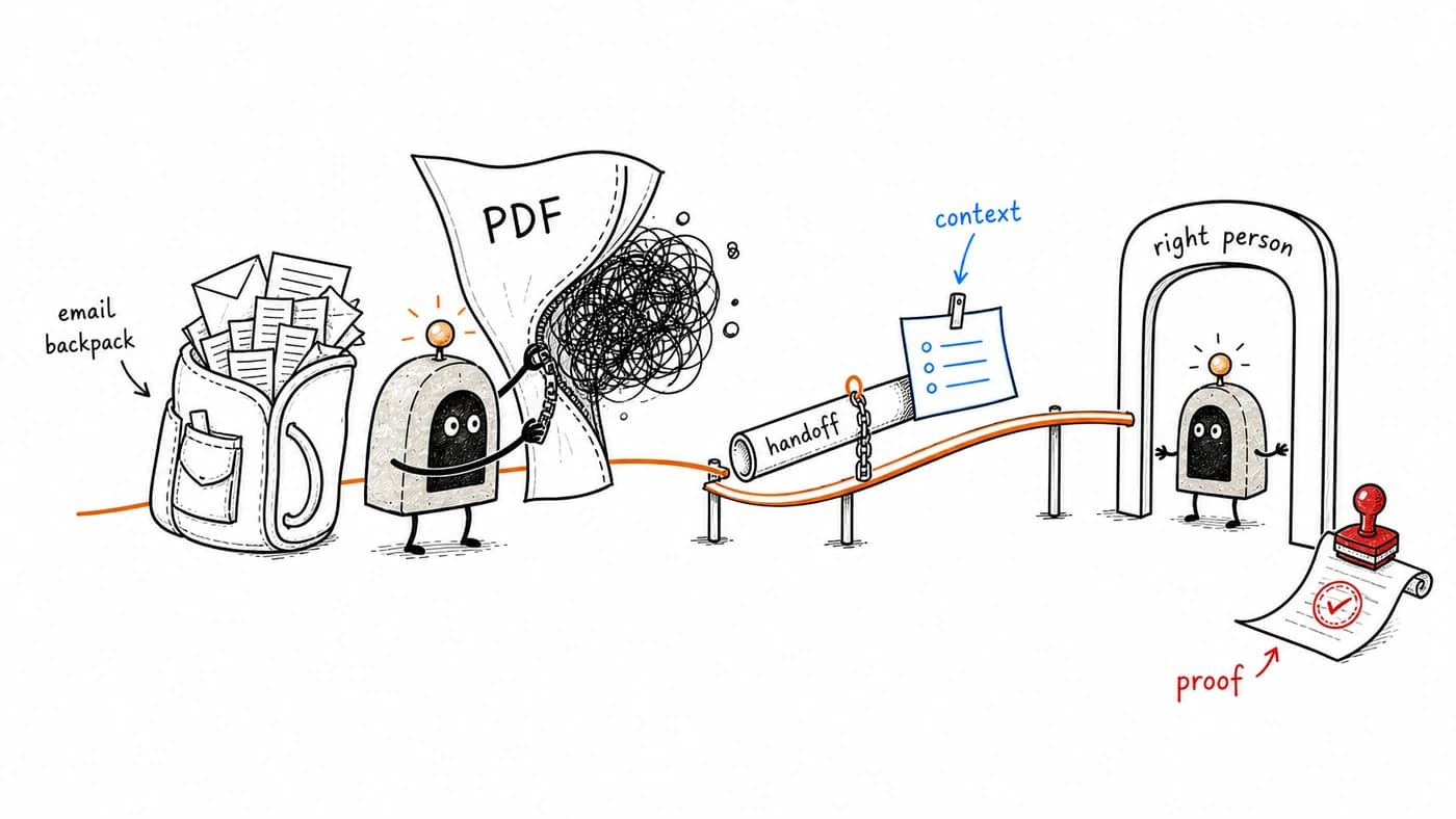 ArcBeacon unzipping a PDF costume to reveal the document handoff problem underneath.