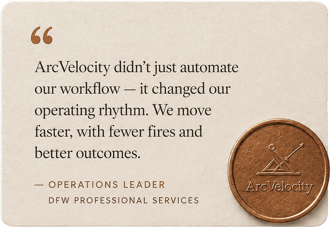 ArcVelocity did not just automate our workflow. It changed our operating rhythm.