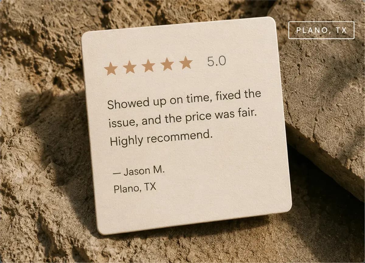Plano contractor customer review