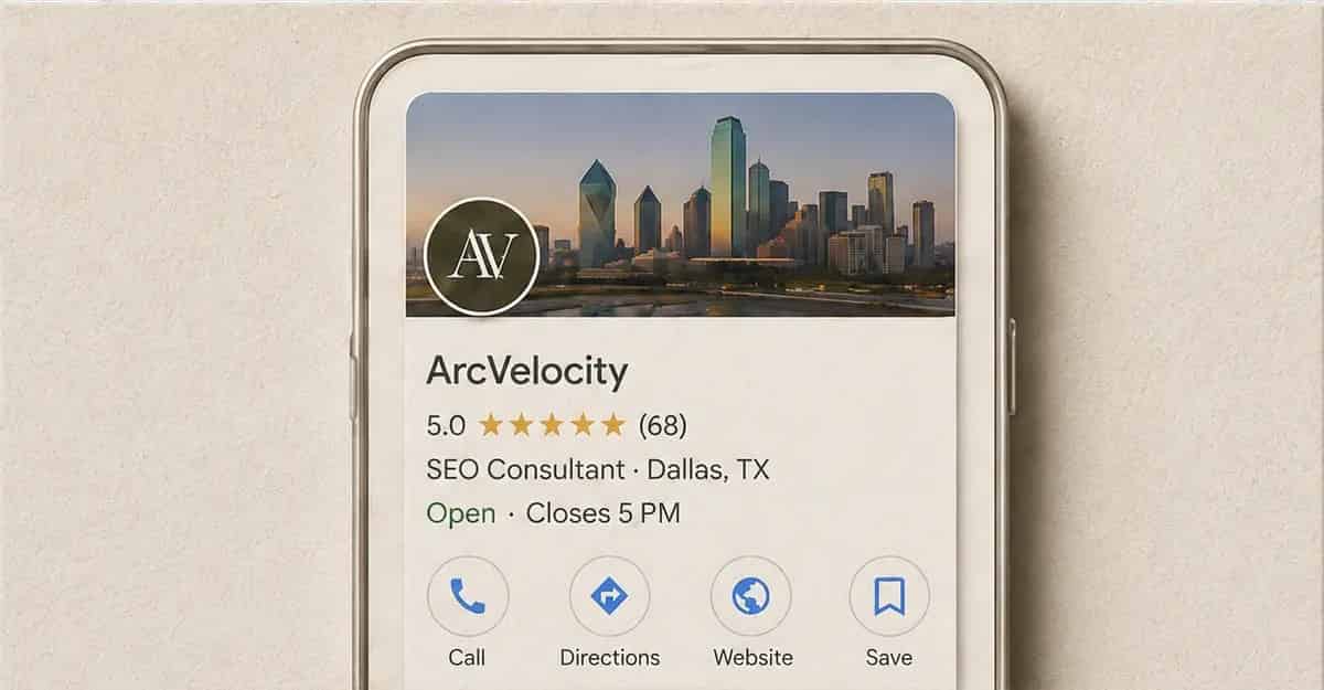 ArcVelocity Google Business Profile optimization on a mobile phone