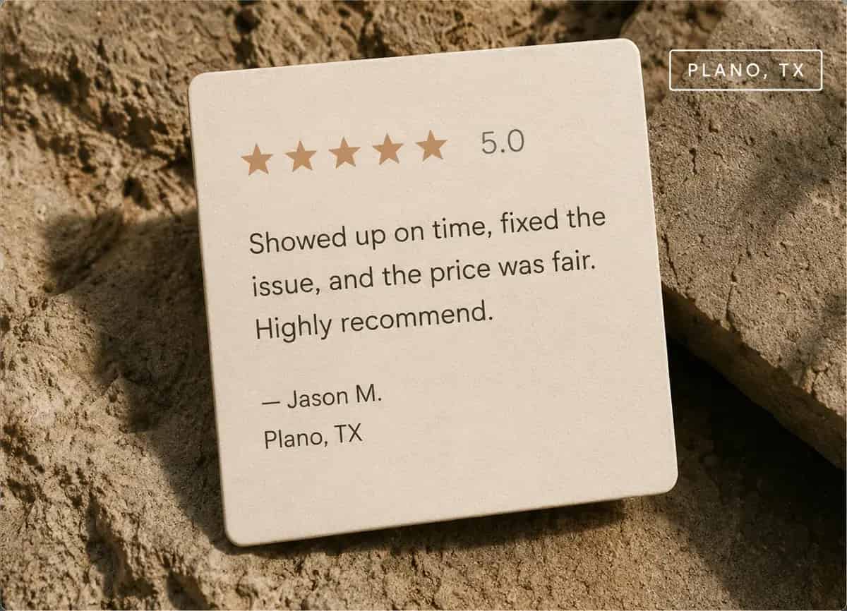 Plano contractor customer review
